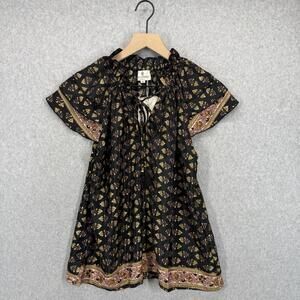 Perry Walker Collective Top Womens 2 Varina Flutter Sleeve Silk Blend Medallion